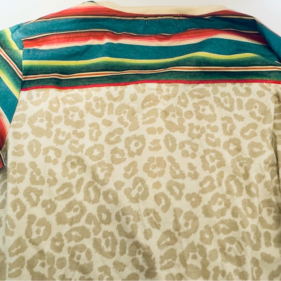 Crazy Train Pull Over Top Size 2XL Southwest Stripe Leopard Western Long Sleeve - Picture 6 of 16